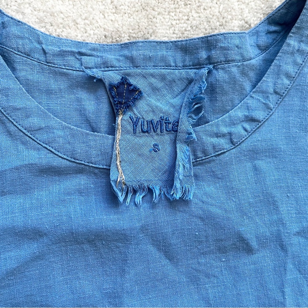 YUVITA 100% LINEN DRESS W/ POCKETS SIZE SMALL LAGENLOOK COTTAGECORE MINIMALIST - Picture 3 of 10